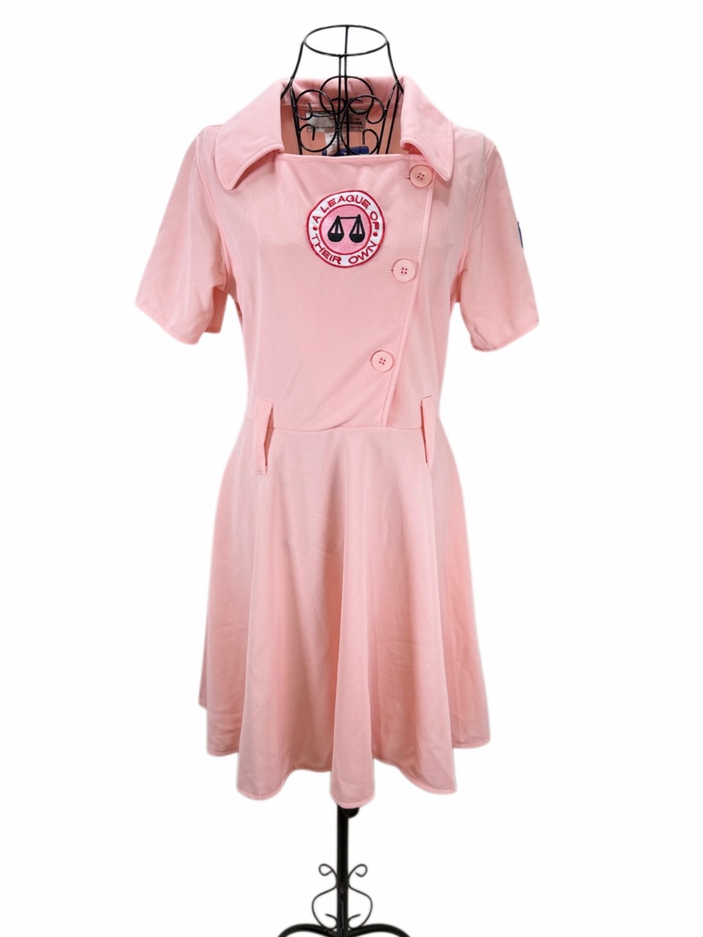 NWT A League of Their Own Dottie Costume Dress Pink M Rockford Peaches